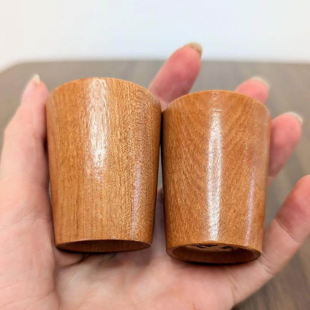 MCM Style Minimalist Small Wooden Teak Round Salt & Pepper Shakers